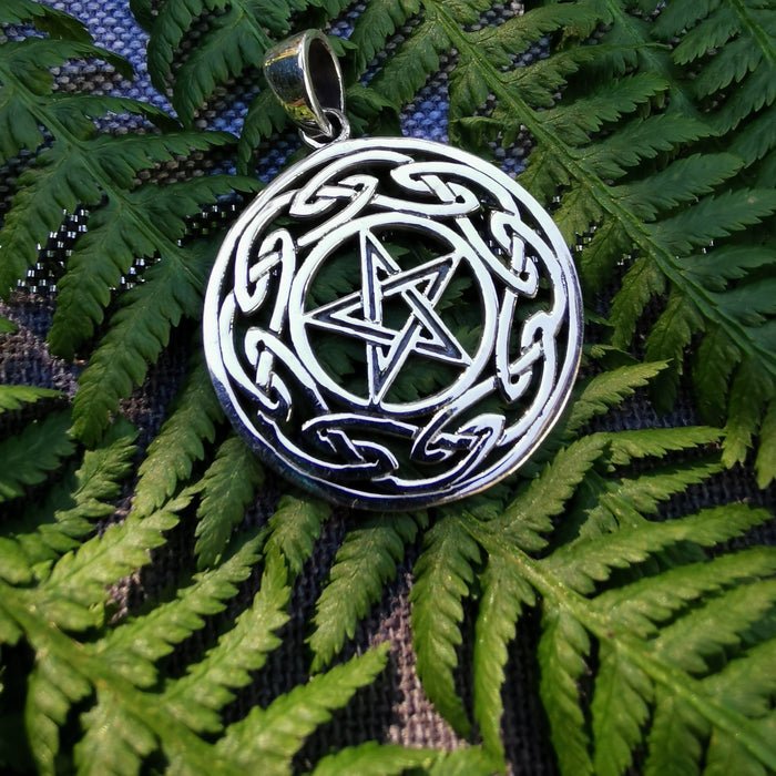 Silber-Anhänger Pentagramm mit keltischem Knoten