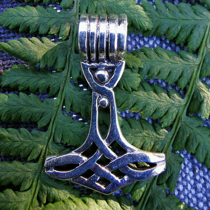 Silber-Anhänger Thors Hammer mit keltischem Knoten