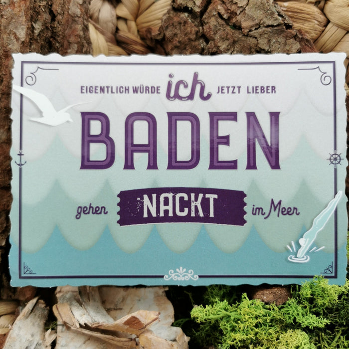 Postkarte "nackt baden"
