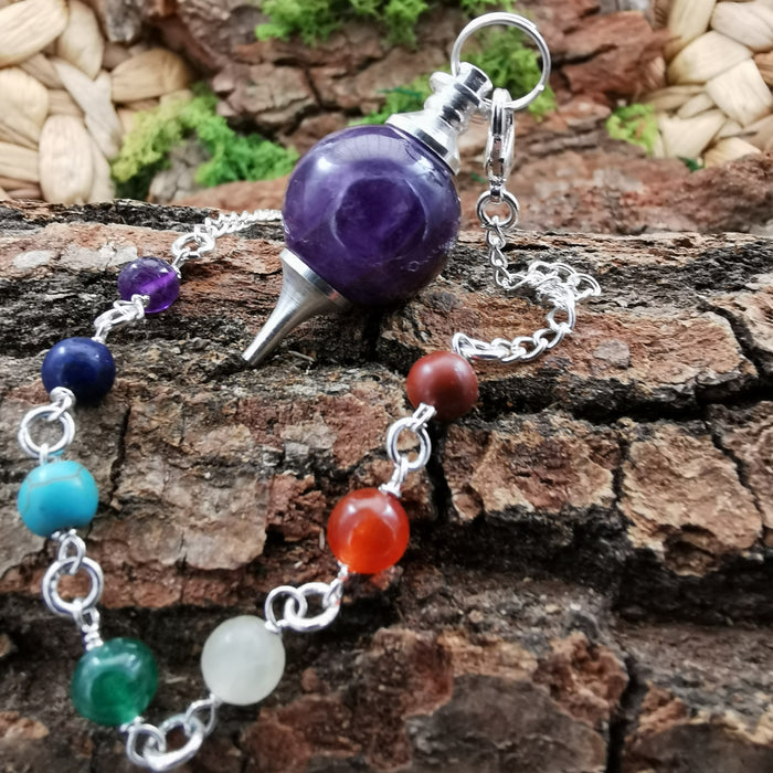 Amethyst-Pendel mit Chakrasteinen