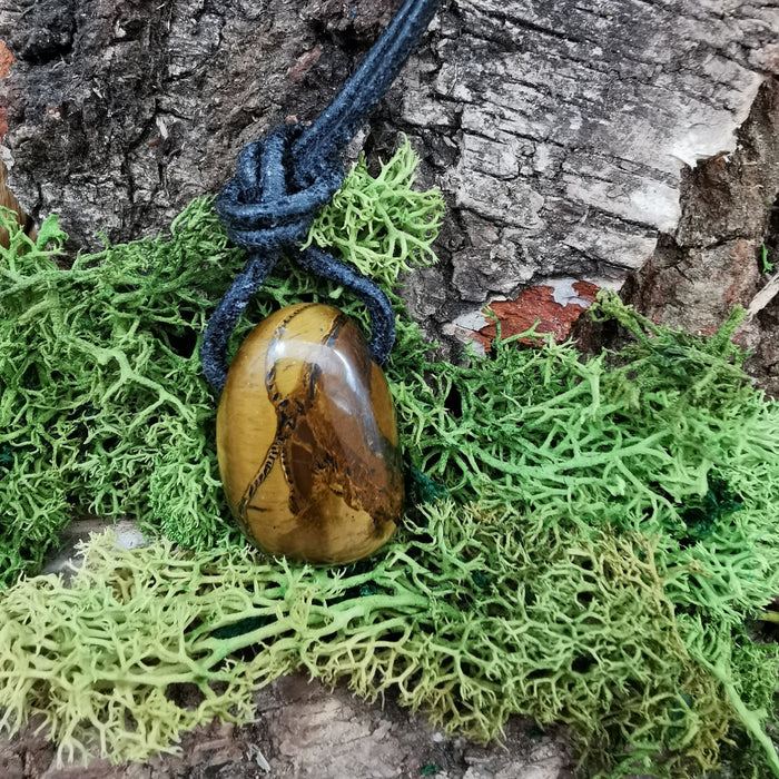 Trommelstein gebohrt "Tigerauge"